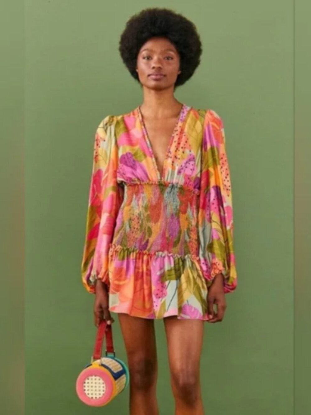 🌴 Anthropologie Farm Rio Sweet Forest Long Sleeve Mini Dress NWT - Picture 4 of 5